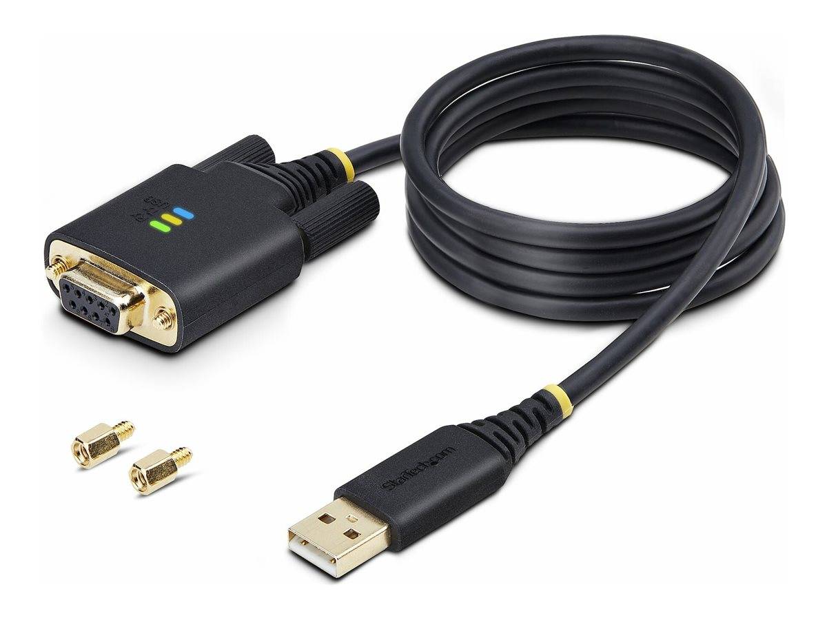 StarTech.com 3ft (1m) USB to Null Modem Serial Adapter Cable, Interchangeable DB9 Screws/Nuts, COM Retention, USB-A to R-4