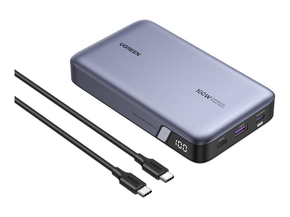 Ugreen Nexode - Powerbank - 20000 mAh - 72 Wh - 100 Watt - 6 A - PD 3.0, PD 2.0, QC 3.0, QC 2.0, Apple 2.4A, BC 1.2 - 3-0