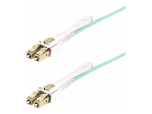 StarTech.com 5m (15ft) LC to LC (UPC) OM4 Multimode Fiber Optic Cable w/Push Pull Tabs, 50/125µm, 100G Networks, Bend In