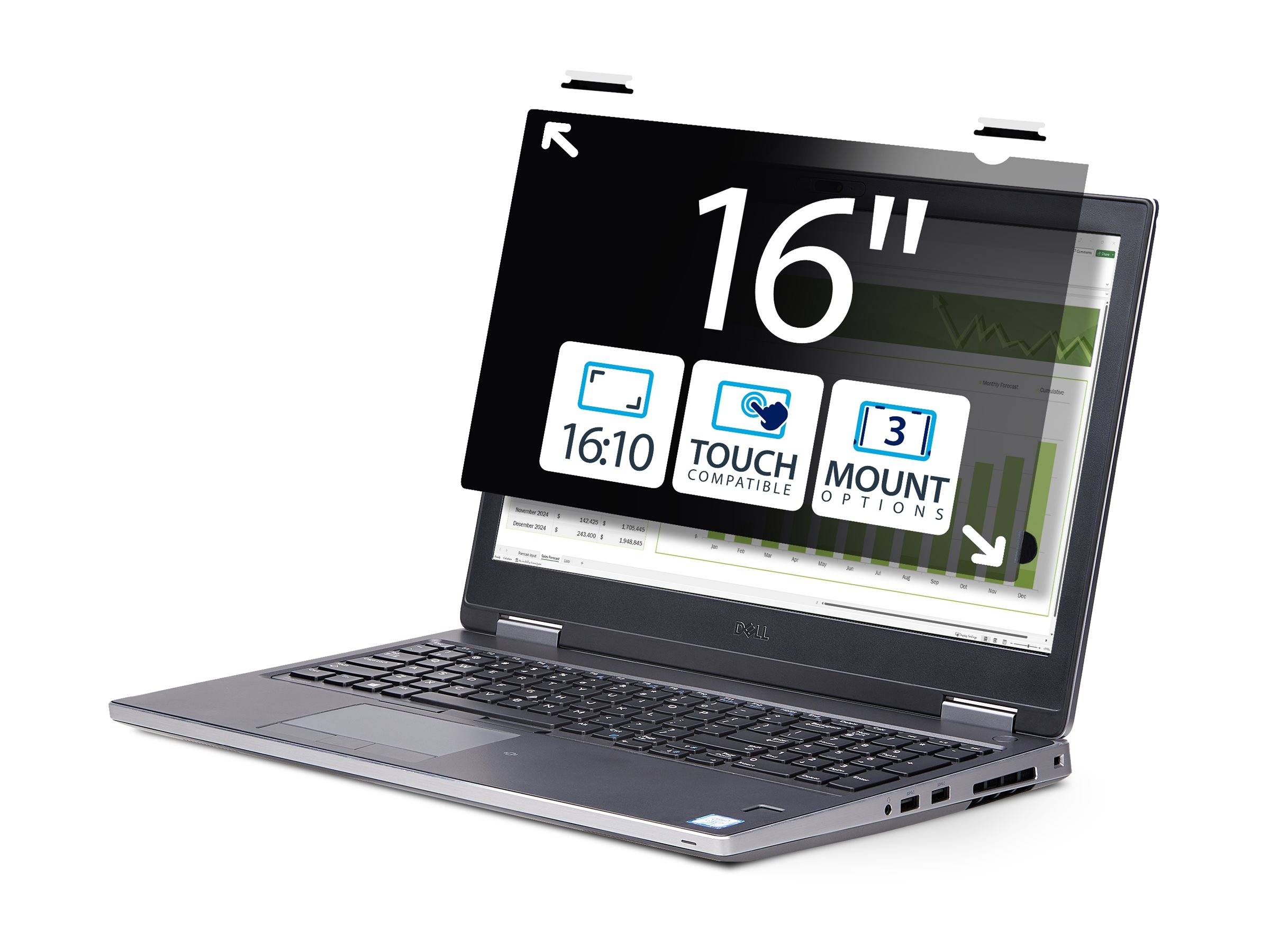 StarTech.com 16-inch 16:10 Touch Privacy Screen, Anti-Glare Privacy Filter, Laptop Monitor Screen Protector with +/- 30-0