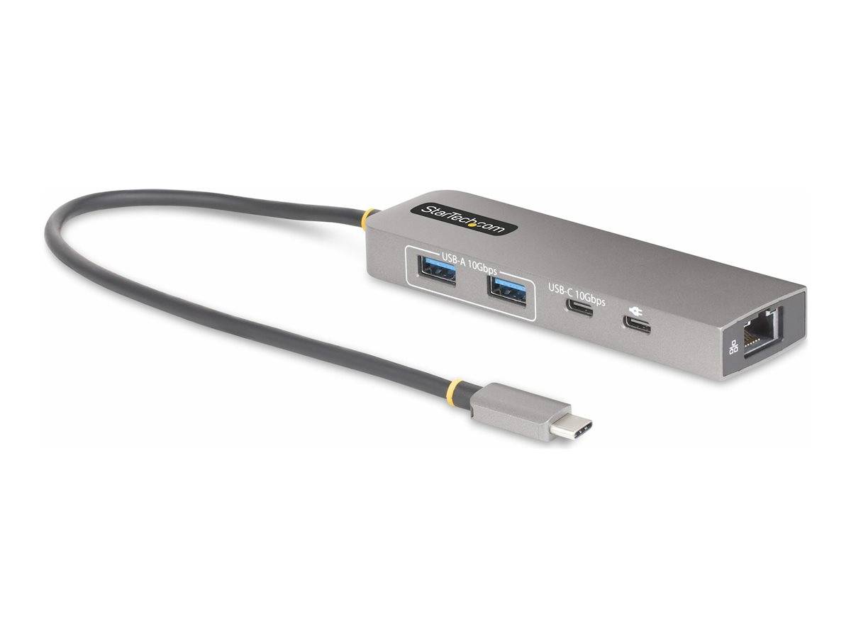 StarTech.com 3-Port USB-C Hub with 2.5 Gigabit Ethernet and 100W Power Delivery Passthrough Laptop Charging, USB-C to 2x-1