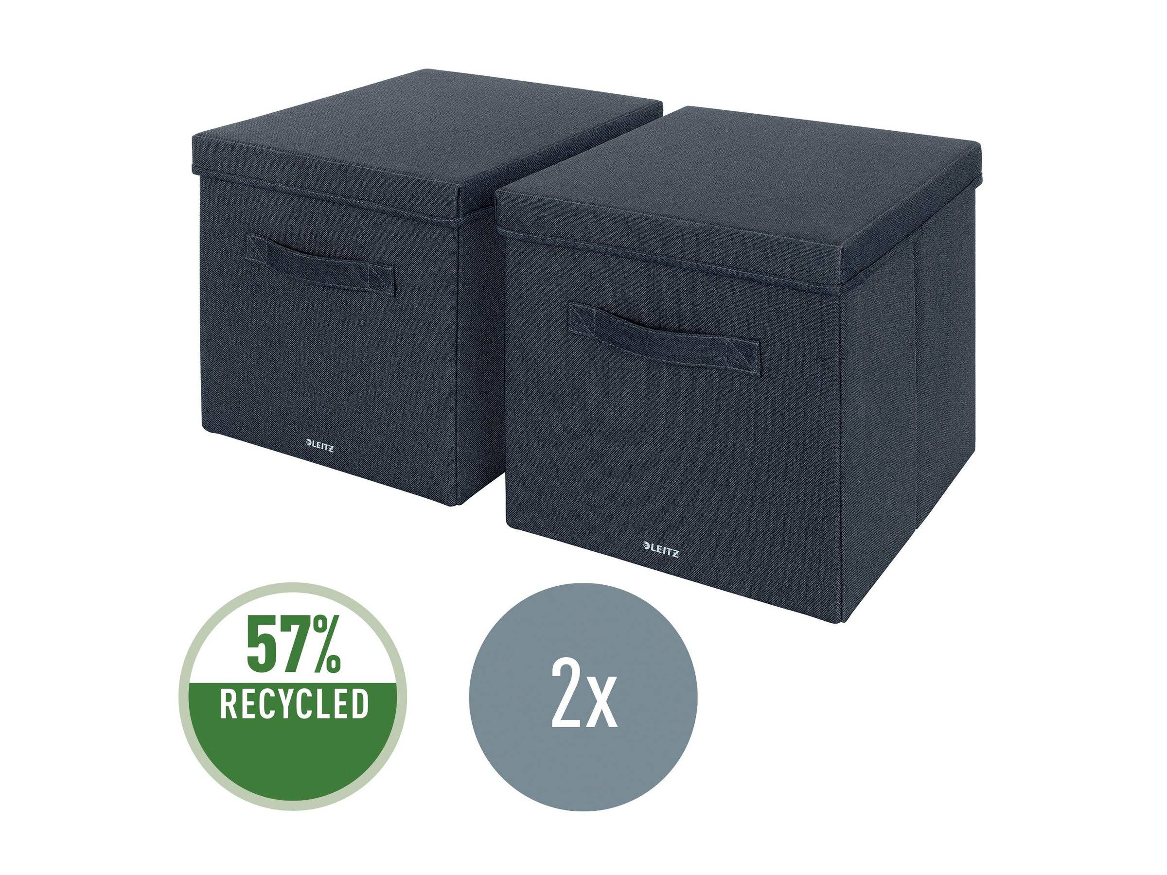 LEITZ Ablagebox aus Stoff, Größe L, 2er Set, samtgrau (80614589)-3