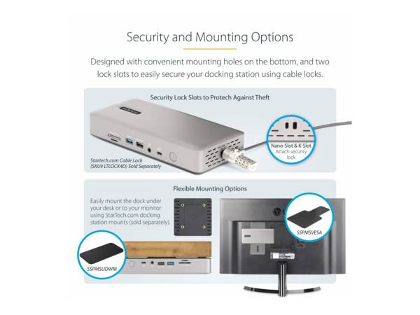 StarTech.com Thunderbolt 4 Multi-Display Docking Station, Quad/Triple/Dual Monitor Dock, 2x HDMI/2x DisplayPort, 7x USB