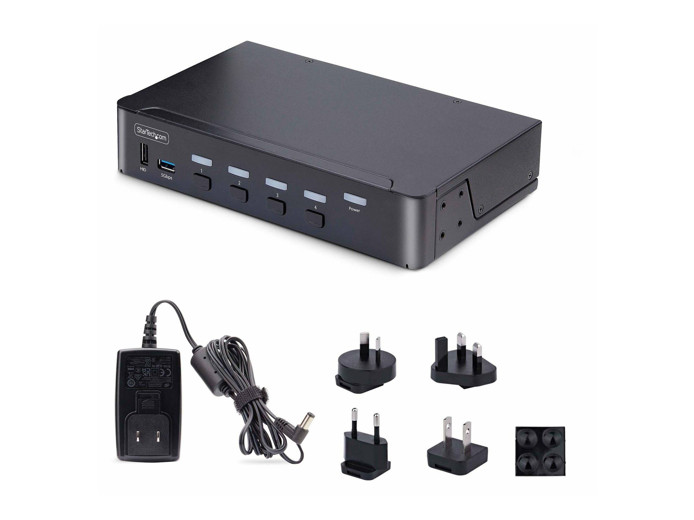 StarTech.com 4-Port DisplayPort 1.4 KVM Switch, 8K 60Hz / 4K 144Hz, 2x USB 3.0 Ports, 4x USB 2.0 Ports, Hotkey Switching-0