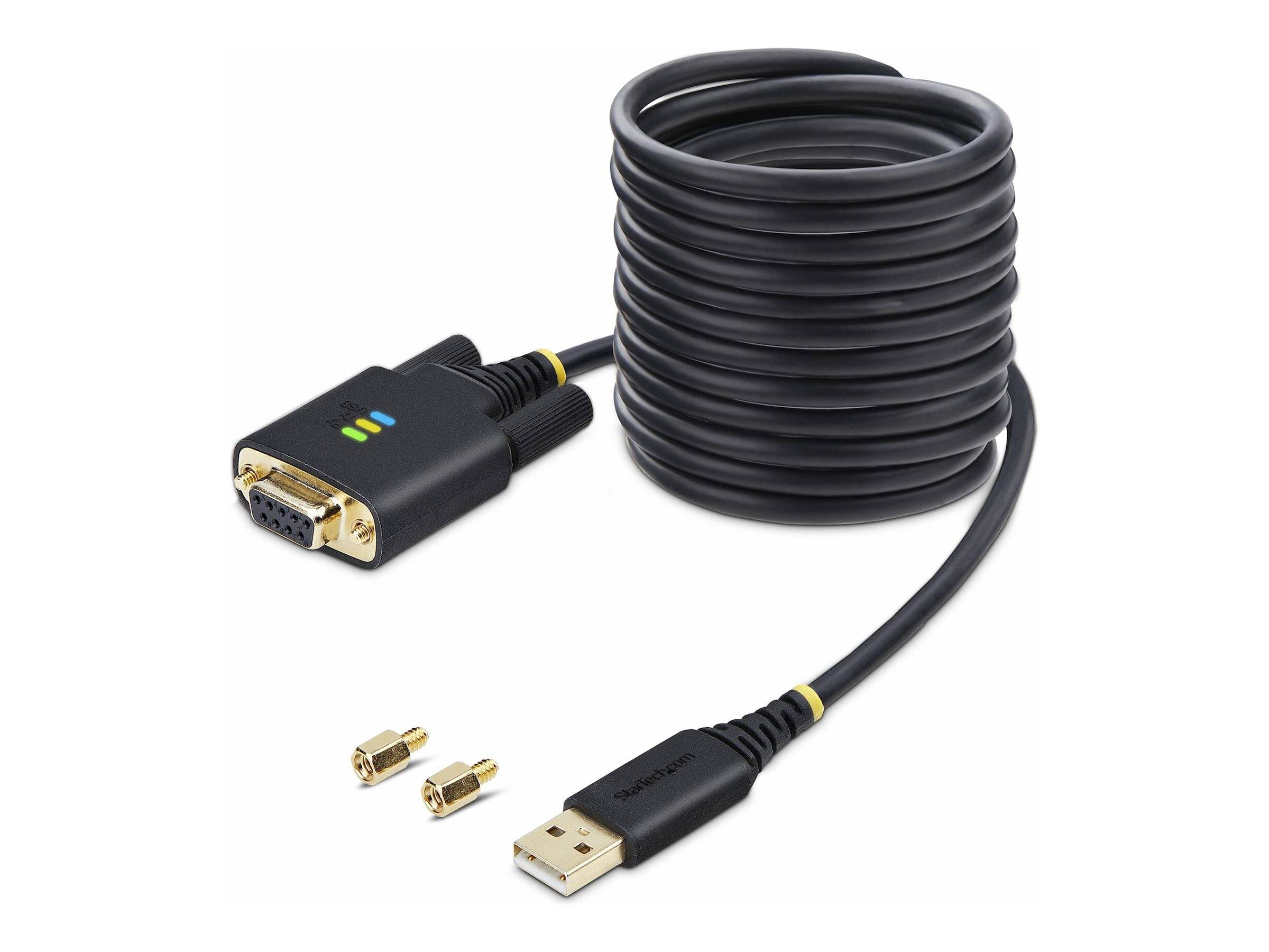 StarTech.com 10ft (3m) USB to Null Modem Serial Adapter Cable, Interchangeable DB9 Screws/Nuts, COM Retention, USB-A to-2