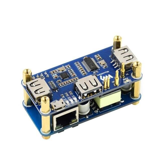 WaveShare PoE Ethernet USB HUB HAT for Raspberry Pi Zero 1x RJ45 3x USB-5
