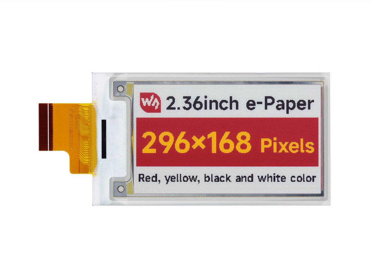 WaveShare 2.36inch E-Paper (G) Raw Display 296x168 Red/Yellow/Black/White-5