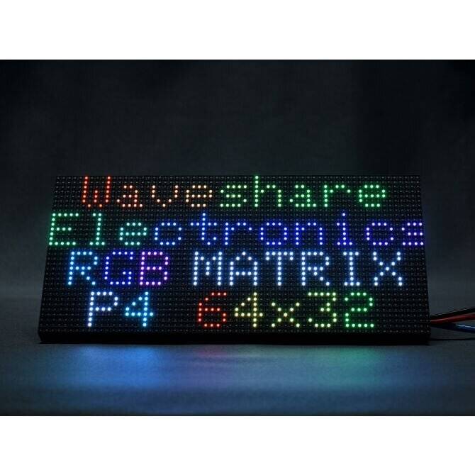 WaveShare RGB Full-Color LED Matrix Panel 64x32 Pixels 4mm Pitch Adjustable Brightness-5