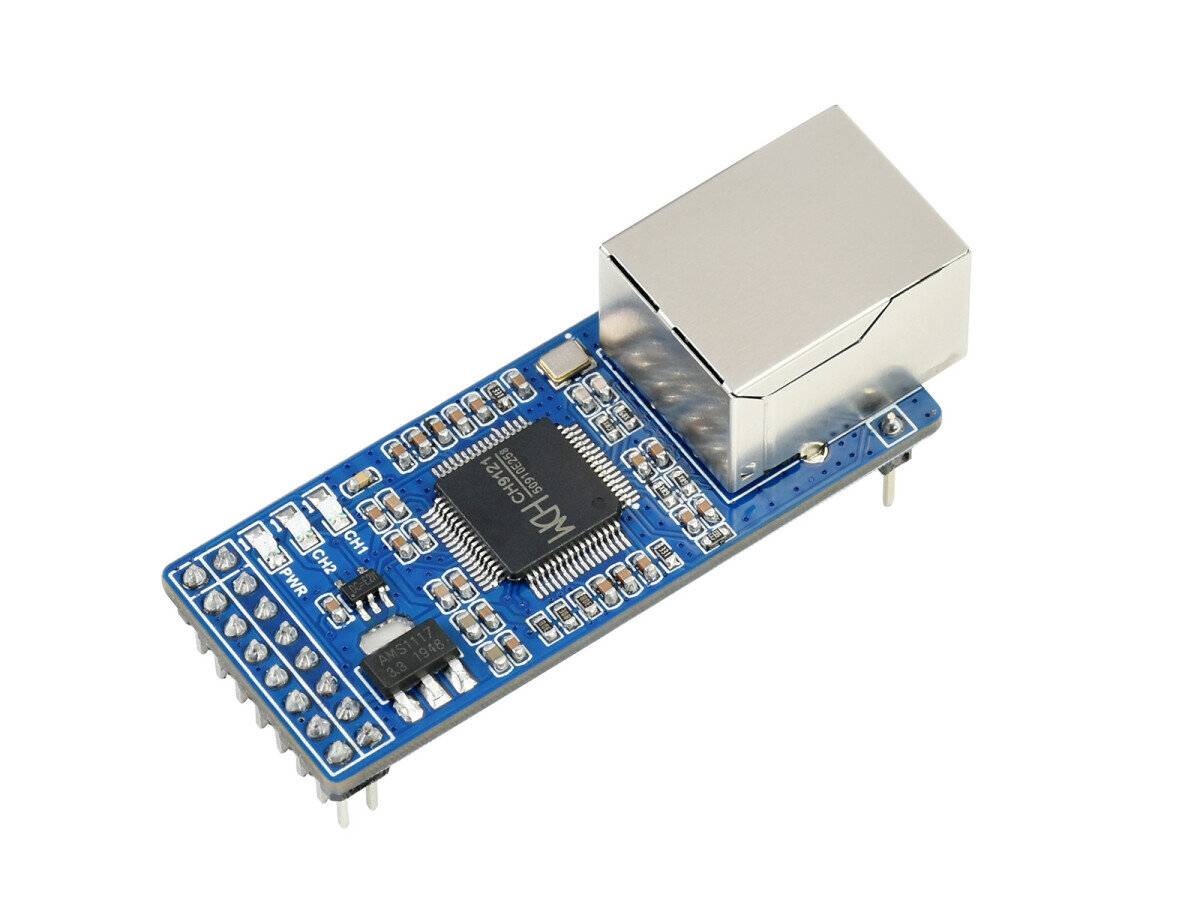 WaveShare 2-CH UART To Ethernet Converter, Serial Port Transparent Transmission Module-0