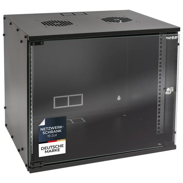 HMF 65709-02 Serverschrank 19 Zoll, 9 HE, 51 x 40 x 45 cm, Schwarz