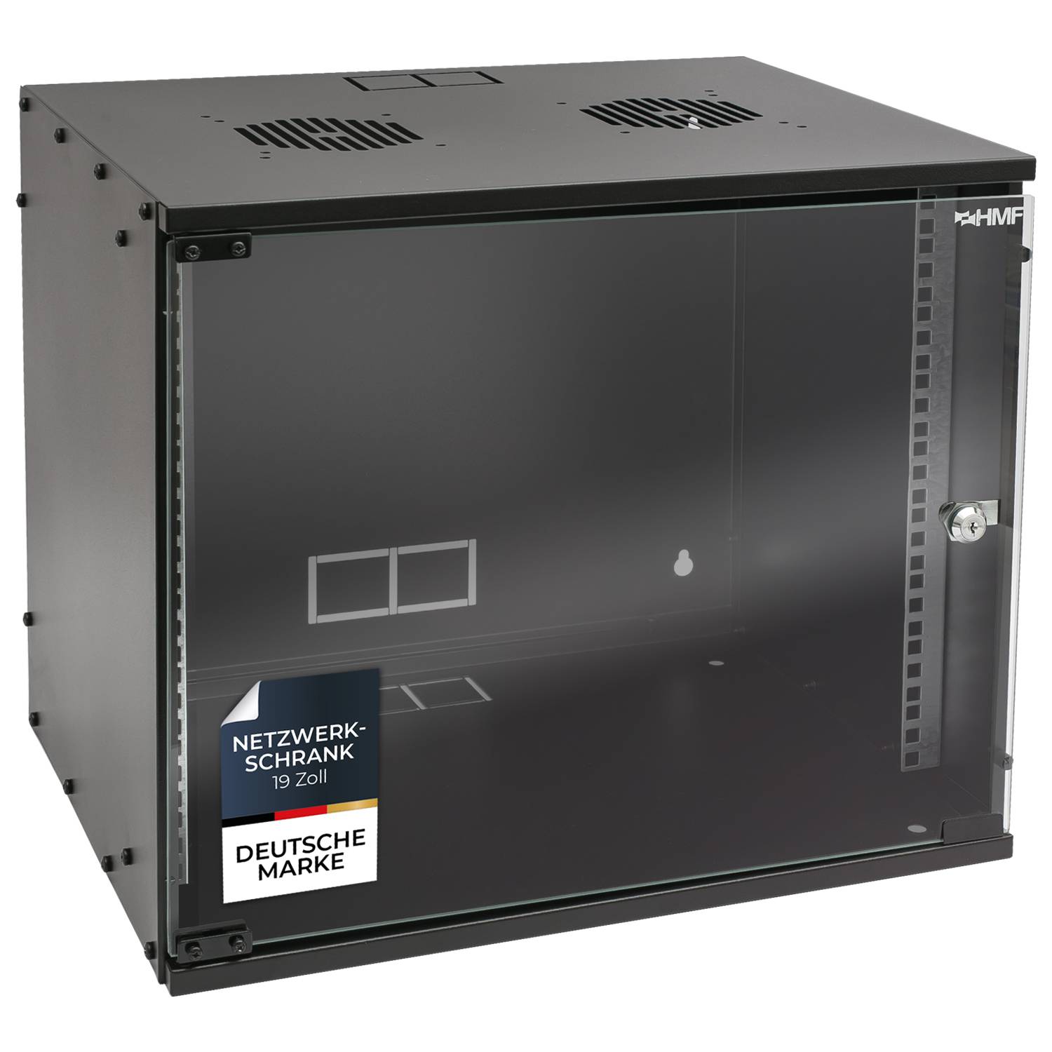 HMF 65709-02 Serverschrank 19 Zoll, 9 HE, 51 x 40 x 45 cm, Schwarz-0