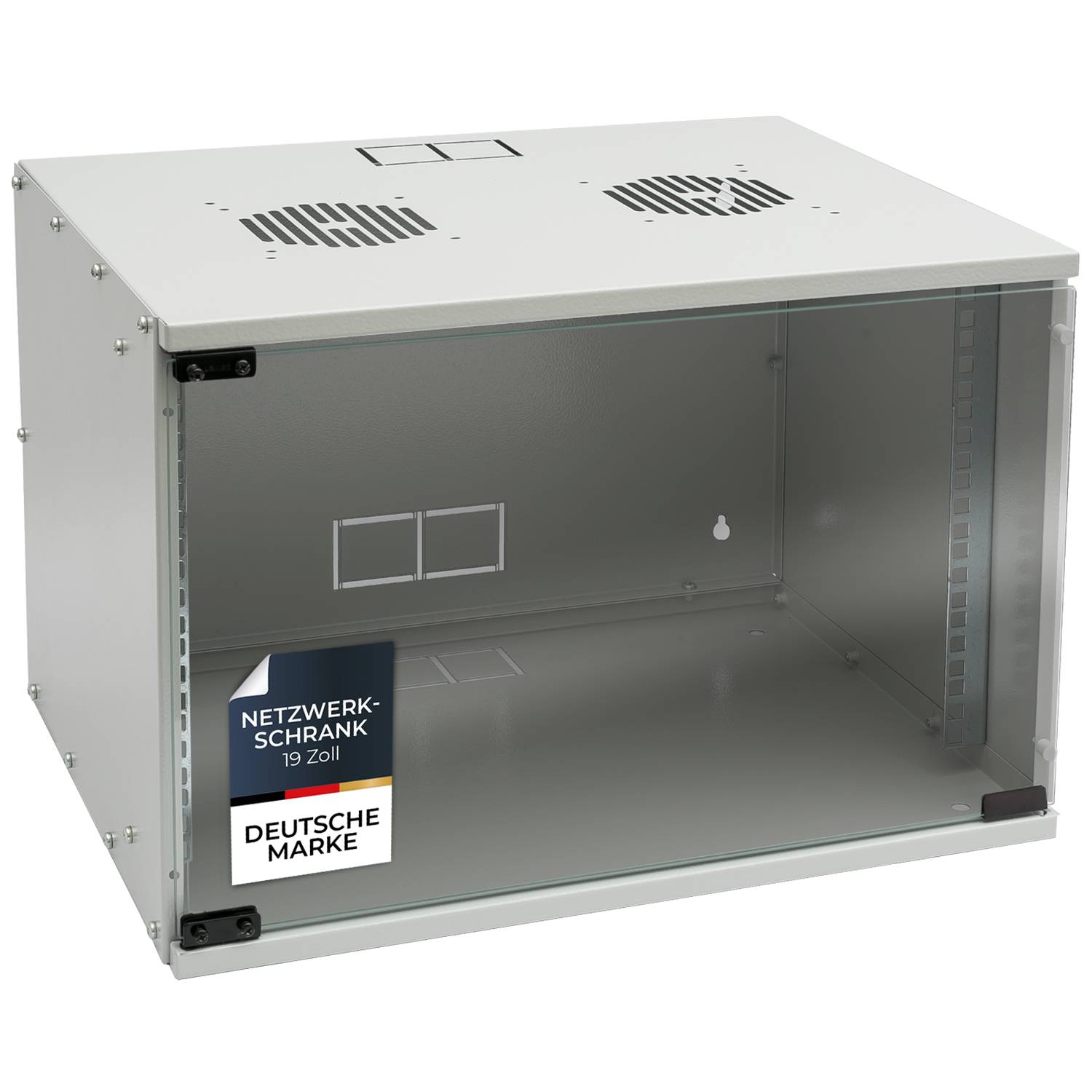HMF 65707-07 Serverschrank 19 Zoll, 7 HE, 51 x 40 x 36 cm, Lichtgrau