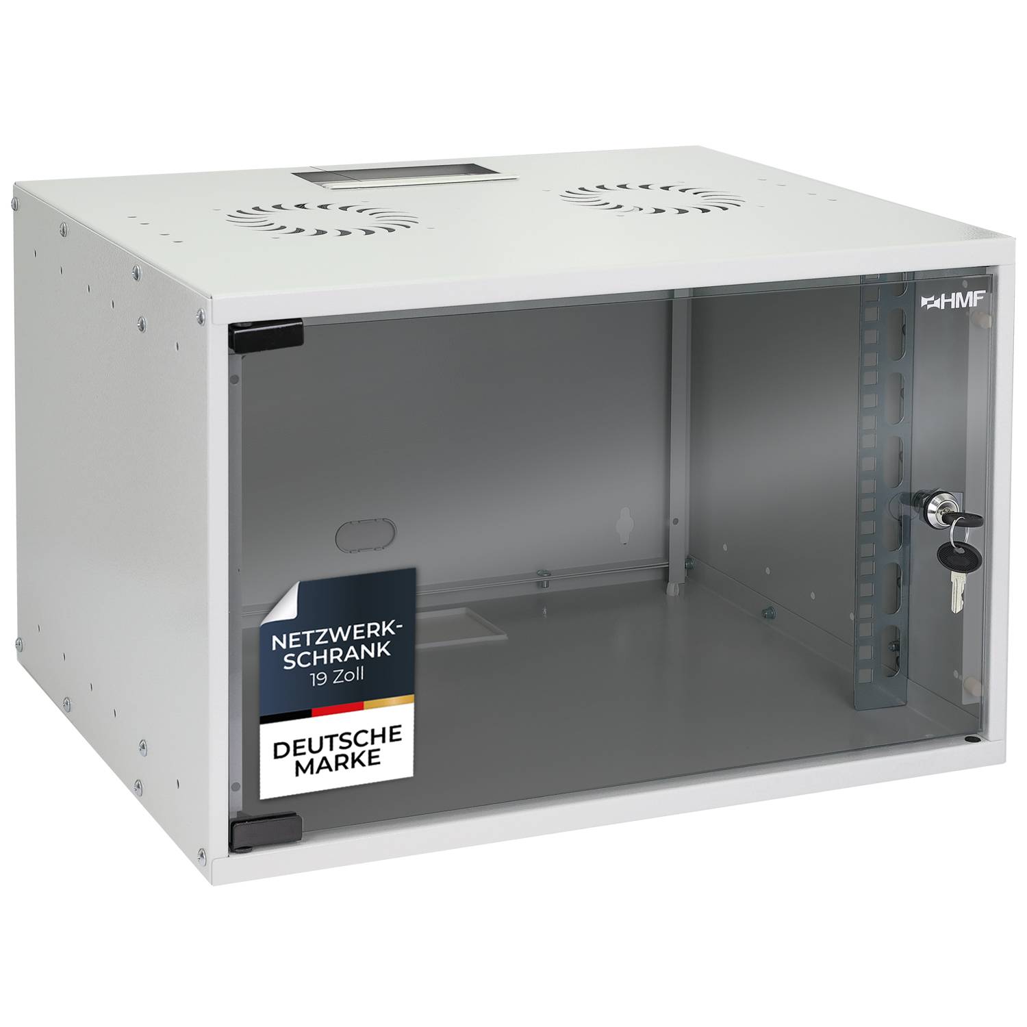 HMF 65707-07 Serverschrank 19 Zoll, 7 HE, 51 x 40 x 36 cm, Lichtgrau