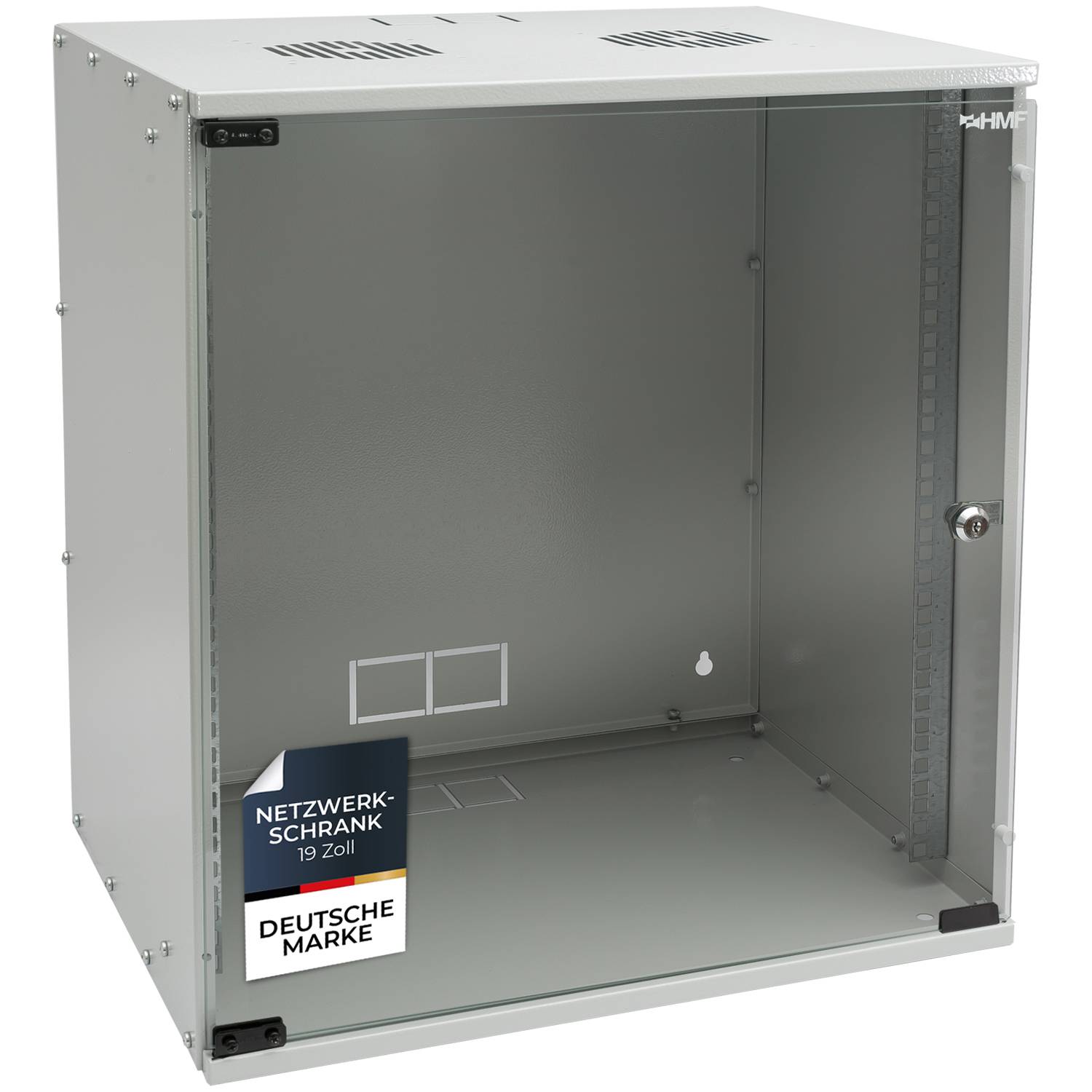 HMF 65712-07 Serverschrank 19 Zoll, 12 HE, 51 x 40 x 58 cm, Lichtgrau