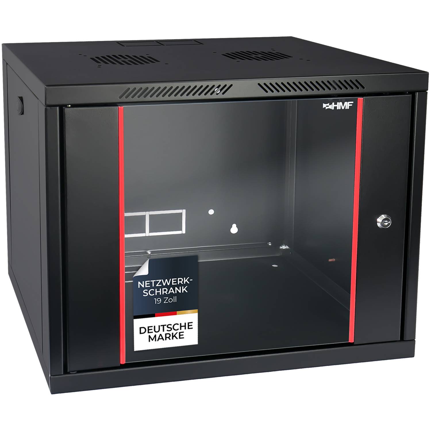 HMF 66409-02 Serverschrank 19 Zoll, 9 HE, 55 x 45 x 46 cm, voll montiert, Schwarz