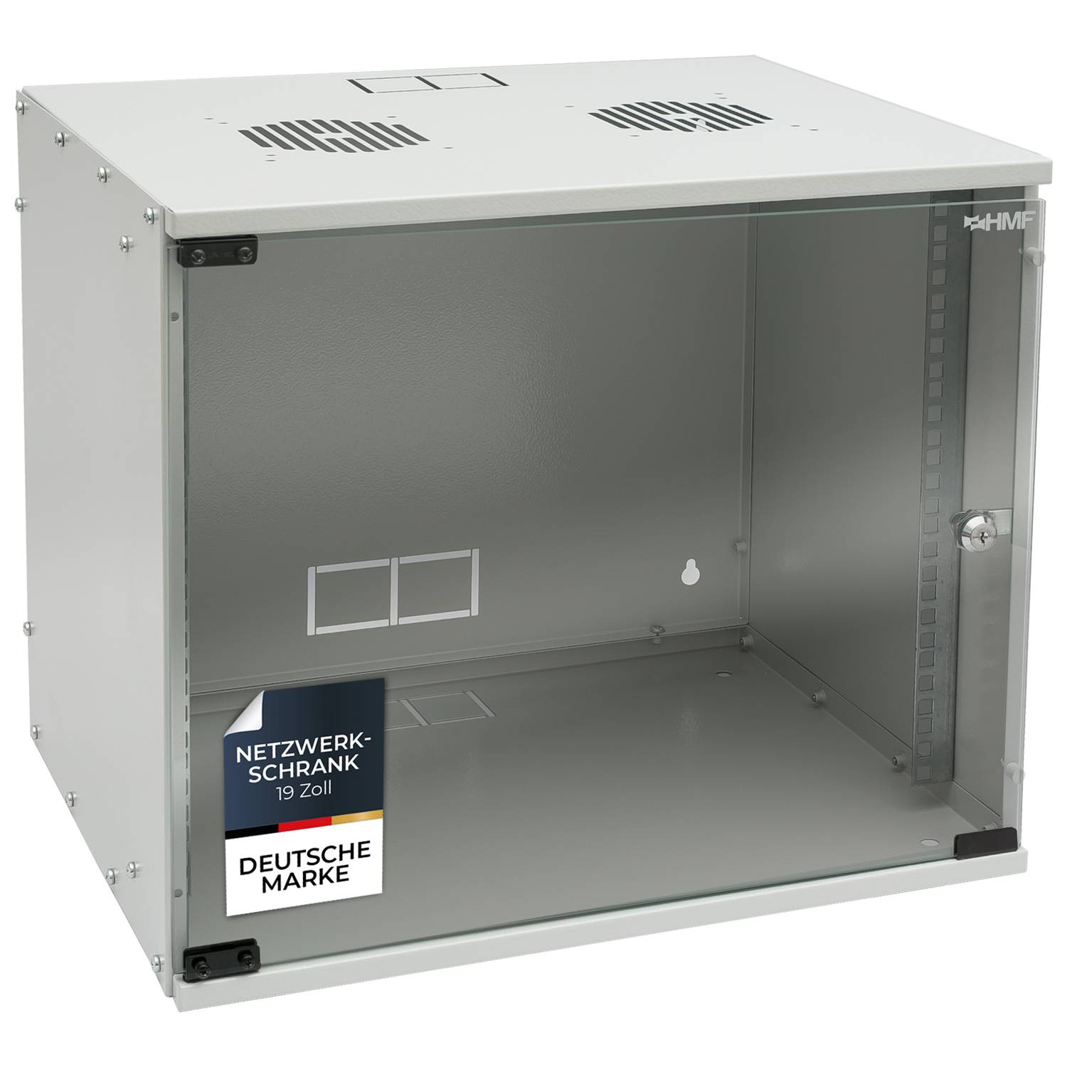 HMF 65709-07 Serverschrank 19 Zoll, 9 HE, 51 x 40 x 45 cm, Lichtgrau-0