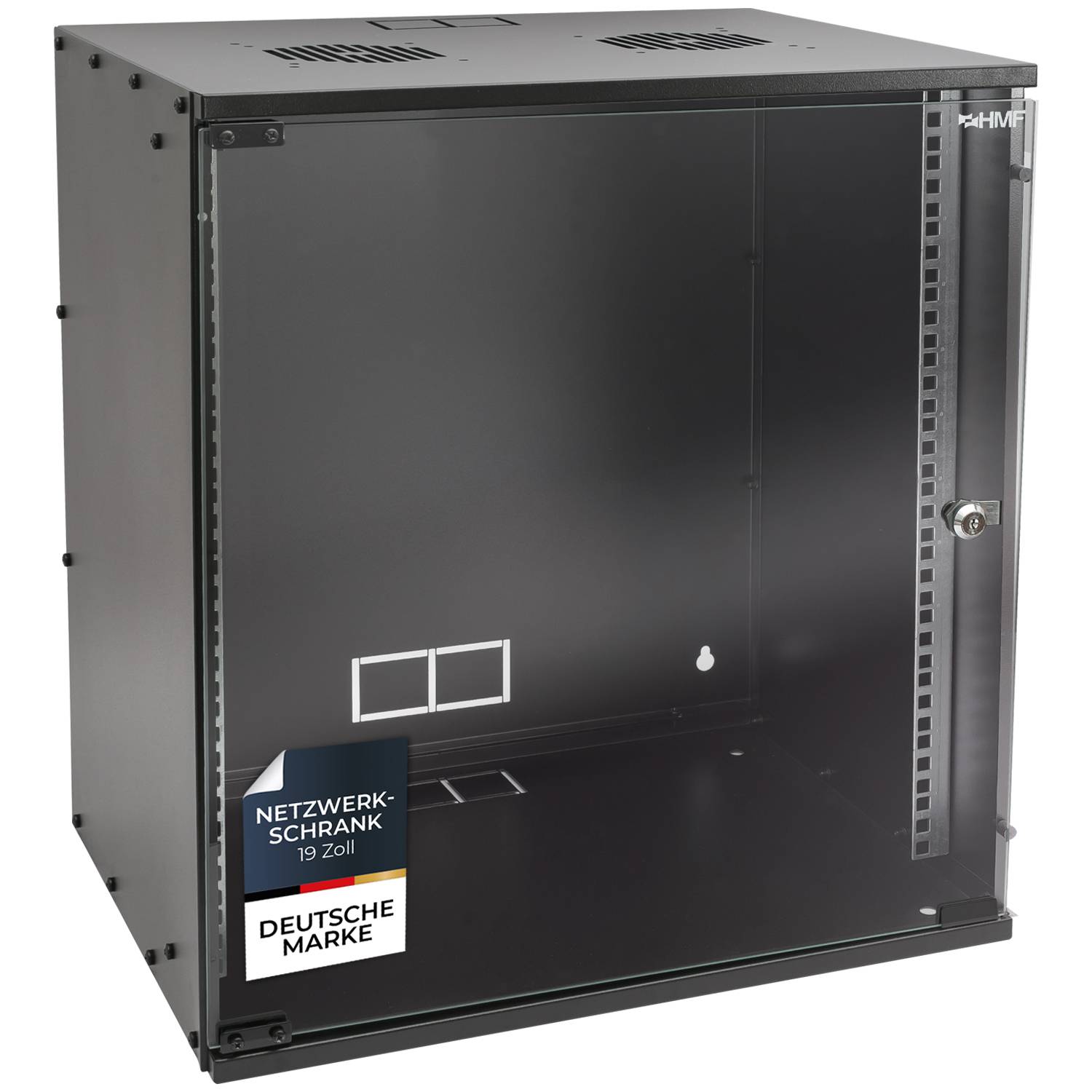 HMF 65712-02 Serverschrank 19 Zoll, 12 HE, 51 x 40 x 58 cm, Schwarz-0