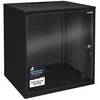 HMF 65712-02 Netzwerkschrank, Serverschrank 19 Zoll, 12 HE, 275 mm Einbautiefe, Glastür, Schwarz