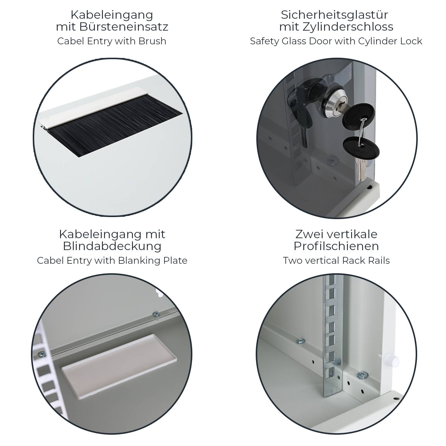 HMF 63406-07 Serverschrank 10 Zoll, 6 HE, 31,2 x 30 x 32,7 cm, Lichtgrau-3