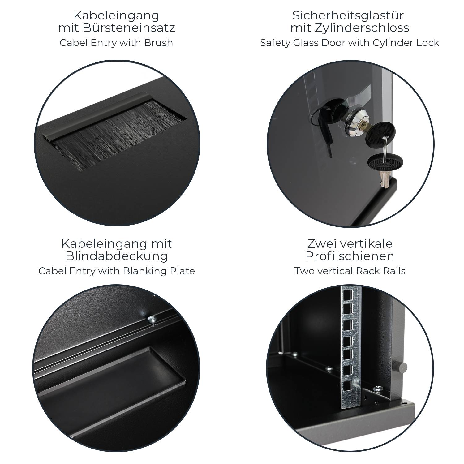 HMF 63406-02 Serverschrank 10 Zoll, 6 HE, 31,2 x 30 x 32,7 cm, Schwarz-3