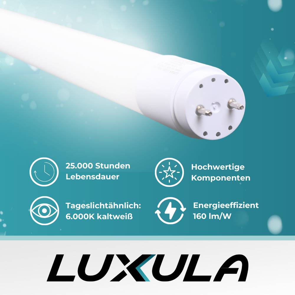 LUXULA LED T8 Röhre 120cm 160lm/W 18W 2860lm 6000K Kaltweiß mit Brücke hohe Energieeffizienz-2