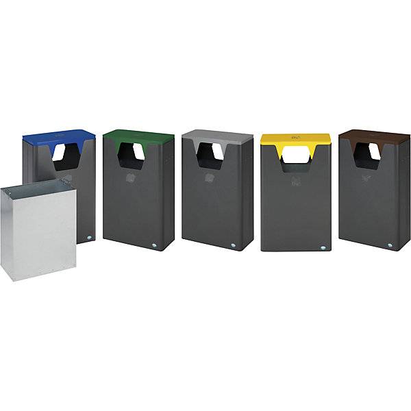 Wertstoffsammler im Außenbereich Volumen 60 l HxBxT 890 x 300 x 550 mm eisenglimmer/blau. VAR GmbH 79068649-1