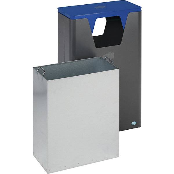 Wertstoffsammler im Außenbereich Volumen 60 l HxBxT 890 x 300 x 550 mm eisenglimmer/blau. VAR GmbH 79068649-2