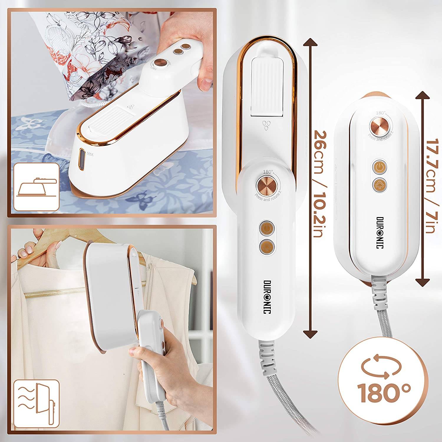 HS90 WE 2-in-1 Dampfbügeleisen | Bügeleisen und Dampfglätter | Reisebügeleisen mit 1200W | 90ml Tank-1