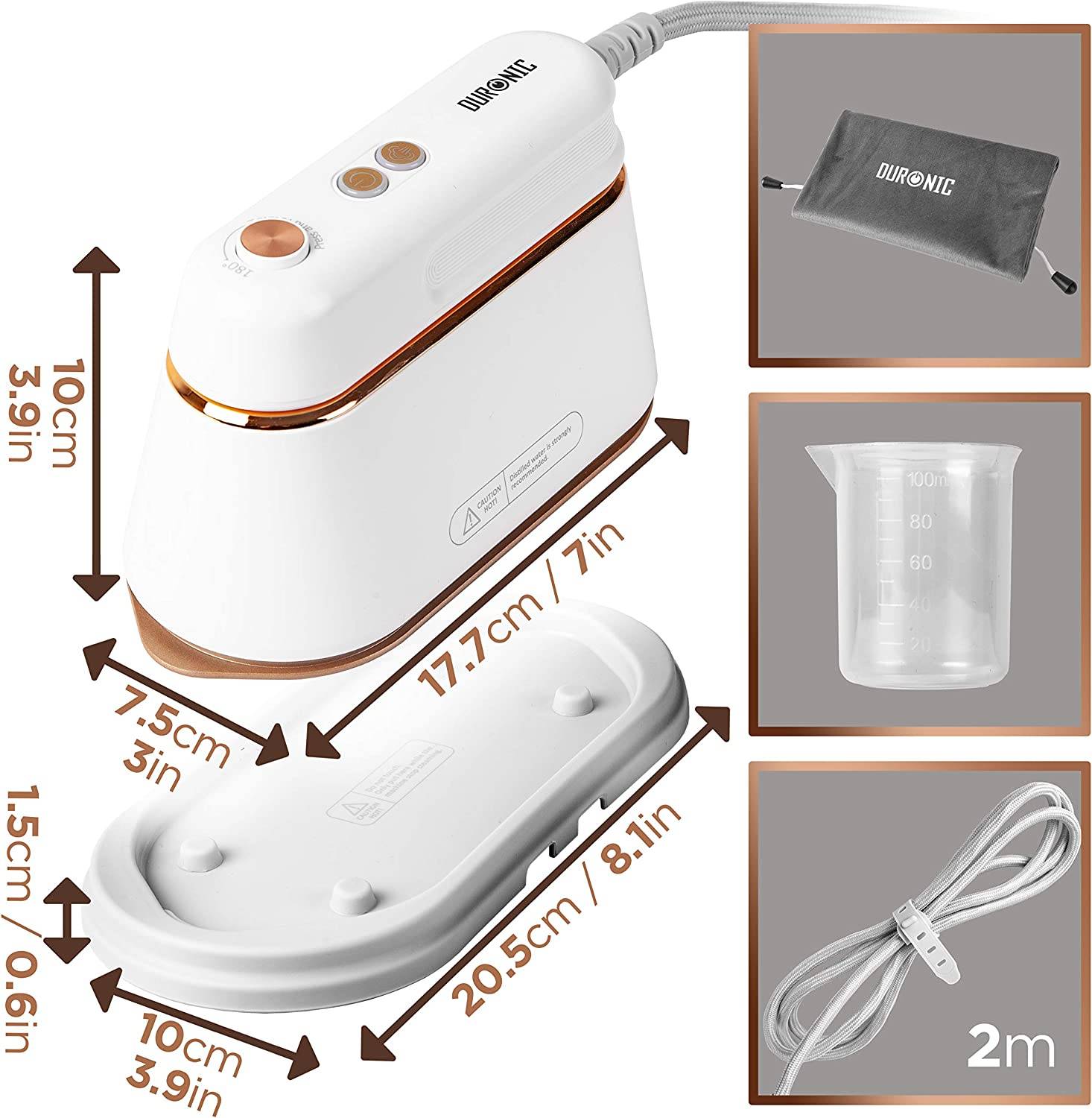 HS90 WE 2-in-1 Dampfbügeleisen | Bügeleisen und Dampfglätter | Reisebügeleisen mit 1200W | 90ml Tank-2