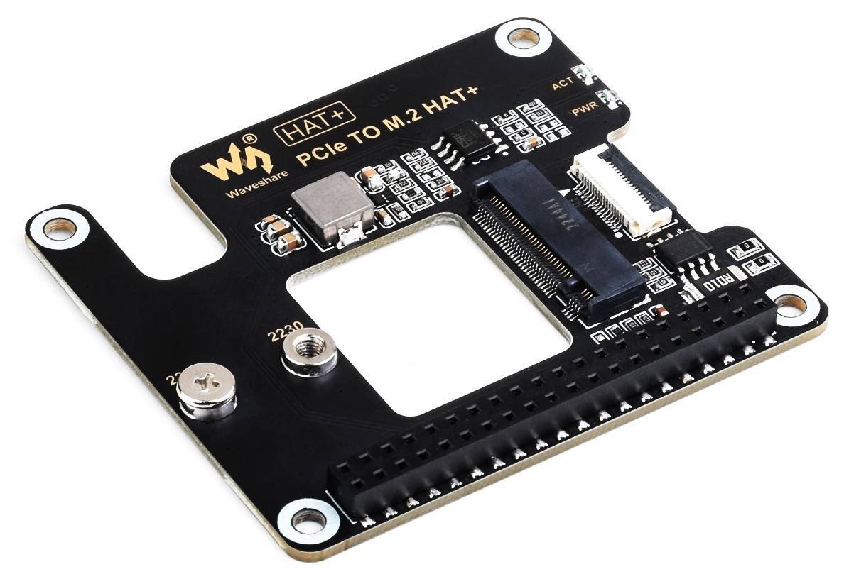 Waveshare 16-Pin PCIe zu M.2 Adapter für Raspberry Pi 5, SSD, NVMe Gen2 & Gen3, LED Statusanzeige-0