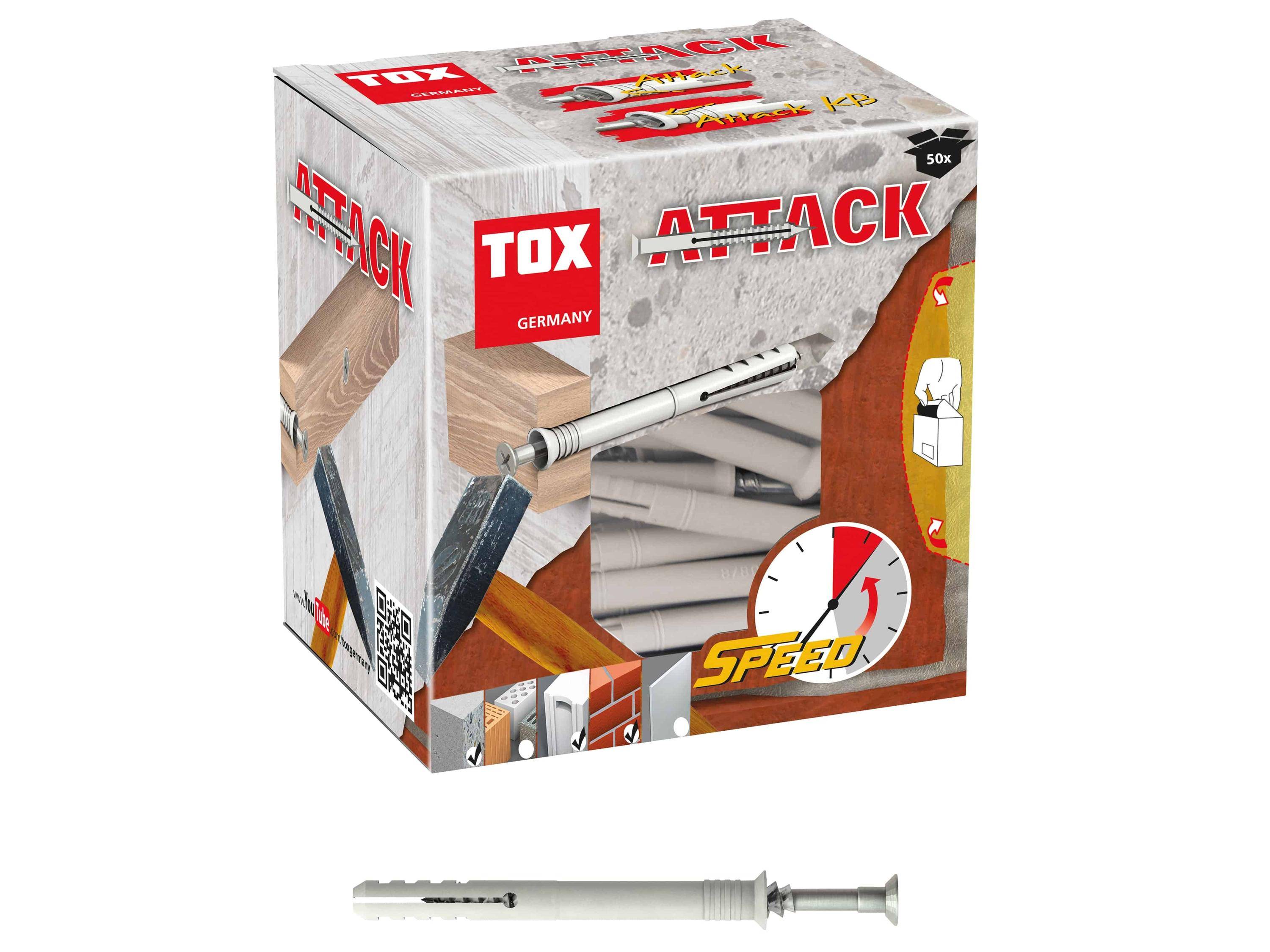TOX Nageldübel Attack Schlagdübel vormontiert mit Senkbund und Schraube 8x120 mm - 50 Stück-0