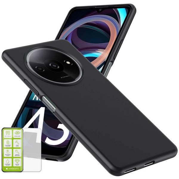 Für Xiaomi Redmi A3 Silikon Hülle H9 Glas Handy Tasche Schwarz Etuis Cover Case Kappe