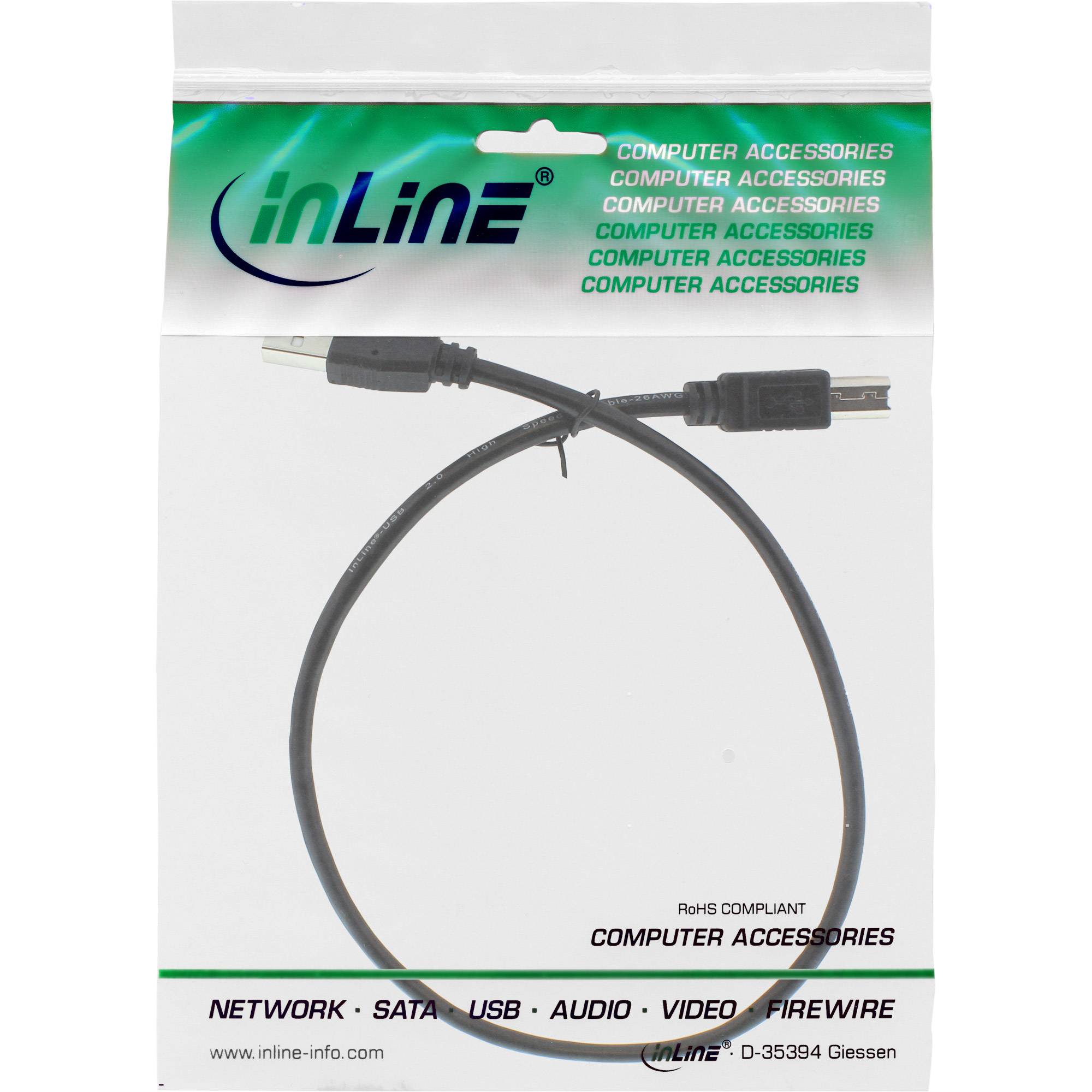 InLine® USB 2.0 Kabel, A an B, schwarz, 0,5m-2