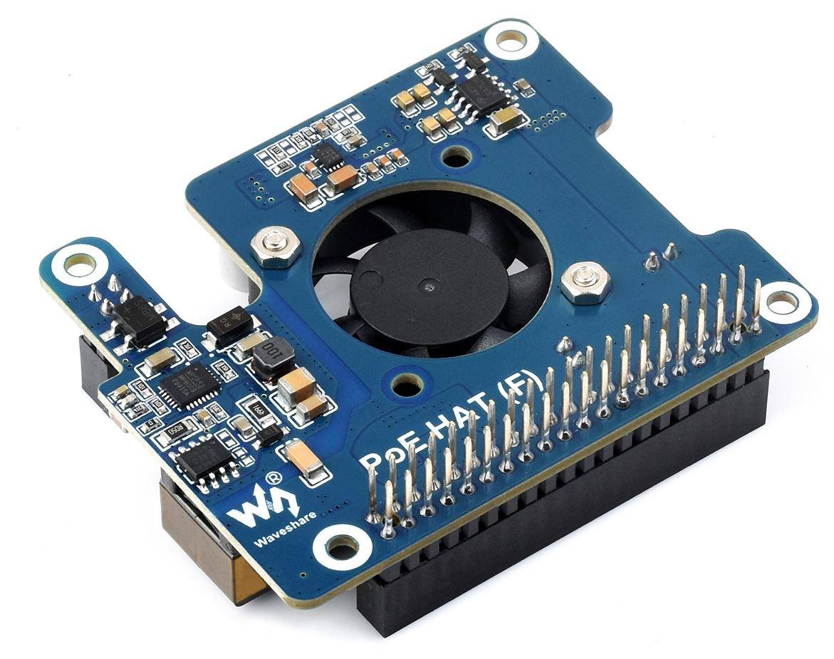 Power over Ethernet (PoE) HAT (F) für Raspberry Pi 5, SMPS, Onboard-Lüfter, Kühlkörper-0