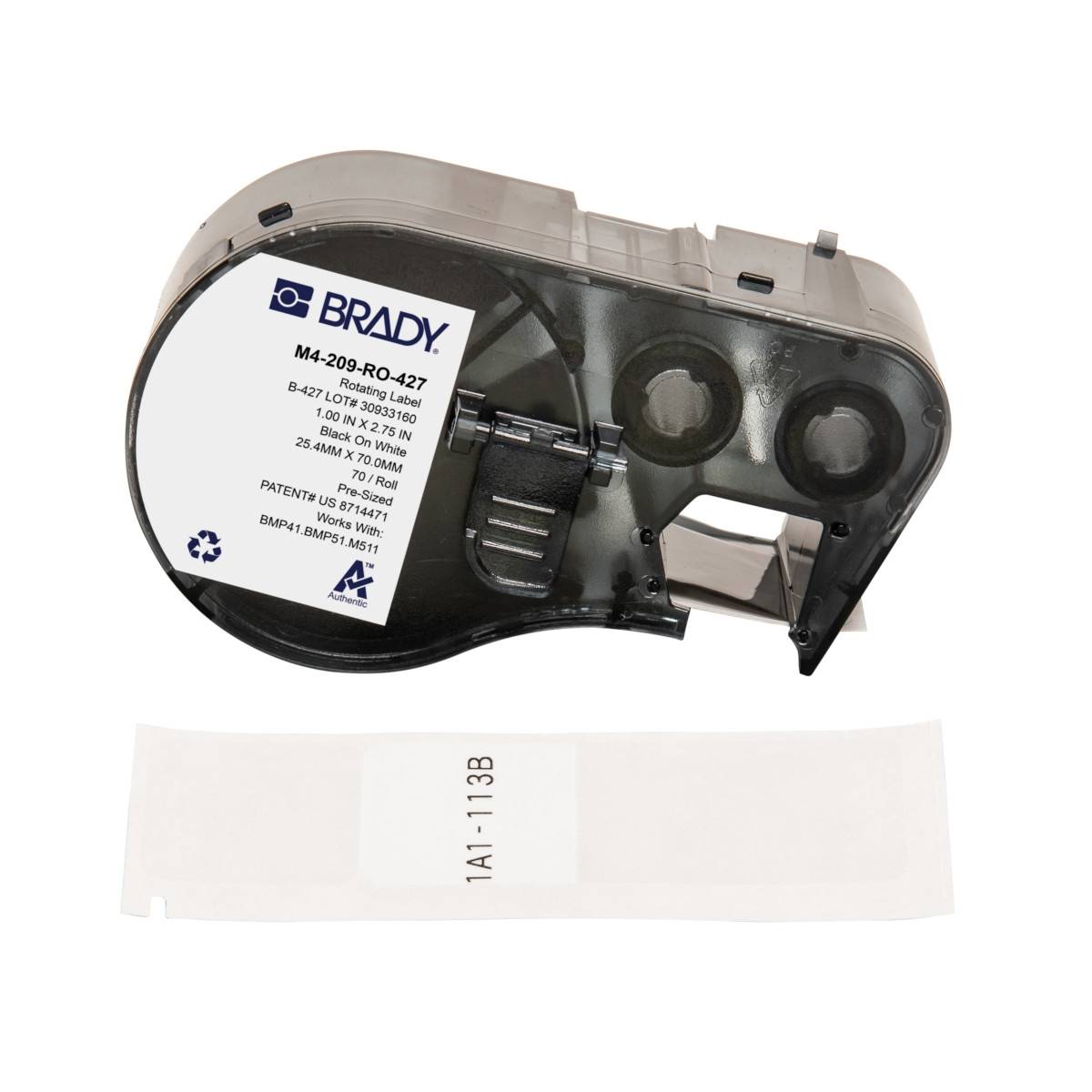 selbstlaminierende Etiketten aus Vinyl, 25,40 mm x 69,85 mm, weiß/transparent, Brady M4-209-RO-427-0
