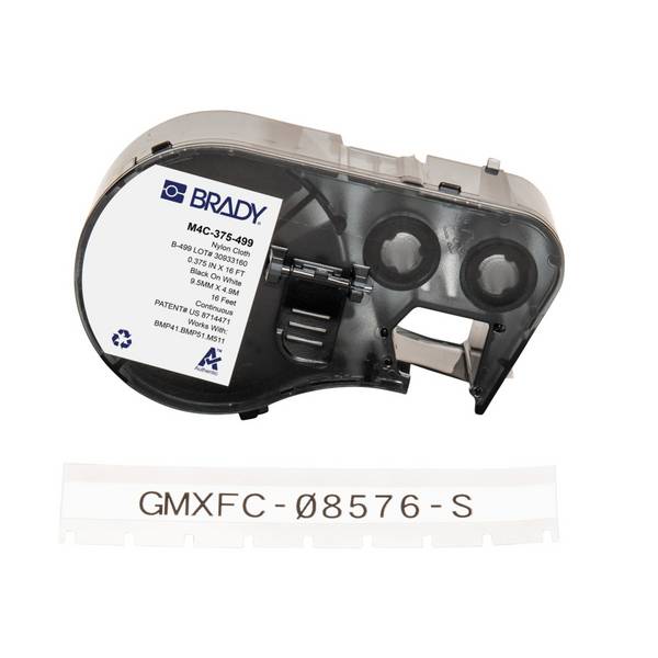 Endlos-Etikett aus Nylongewebe, 9,53 mm x 4,88 m, weiß, Brady M4C-375-499
