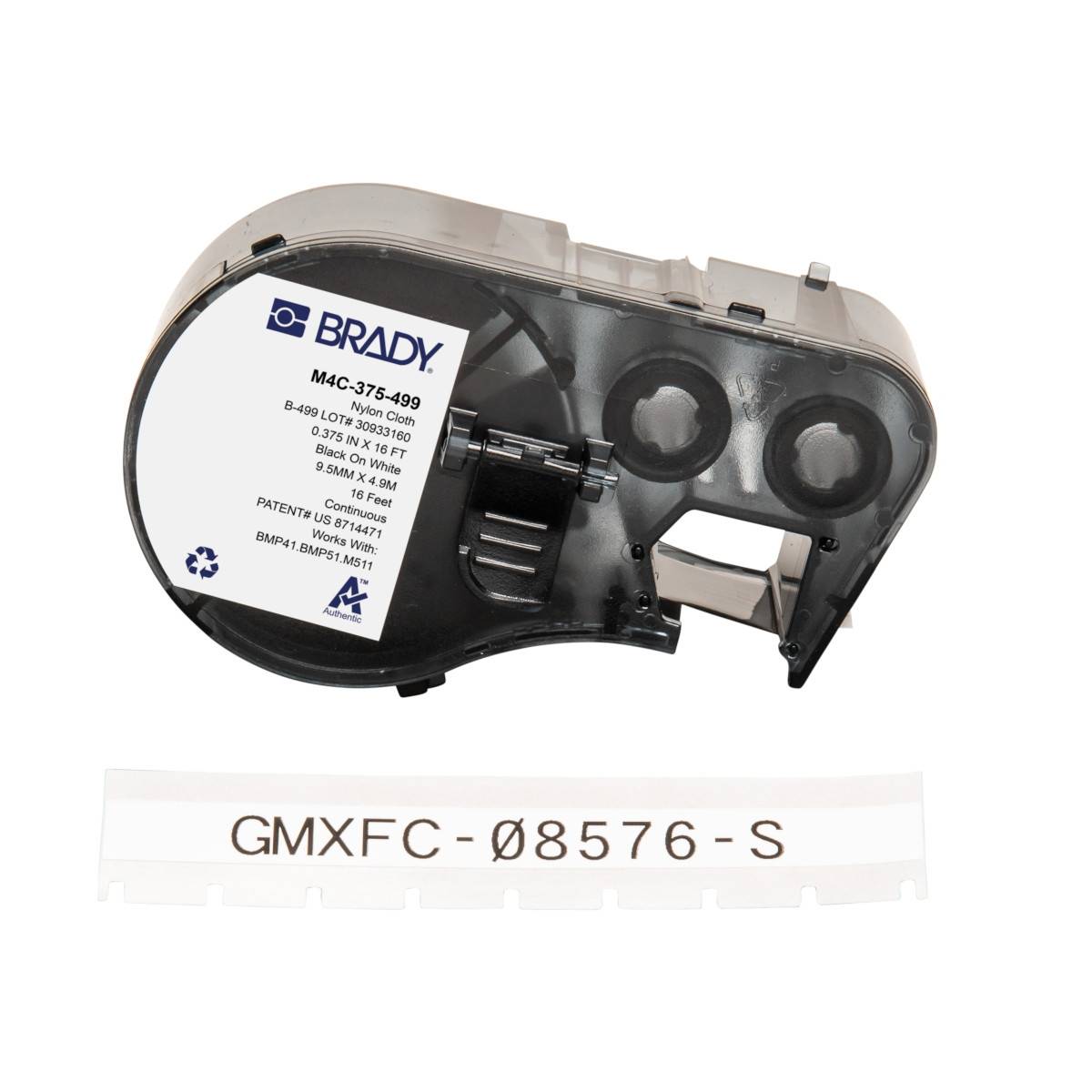 Endlos-Etikett aus Nylongewebe, 9,53 mm x 4,88 m, weiß, Brady M4C-375-499-0