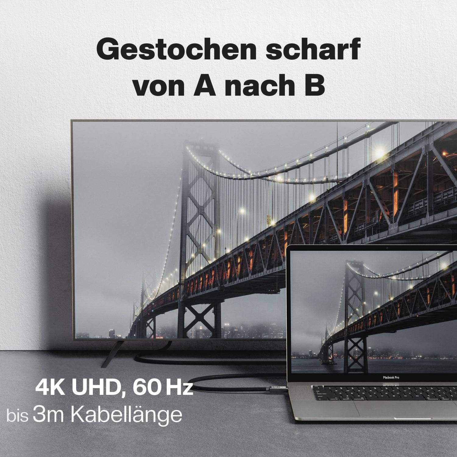 CABLETEX USB C Monitorkabel, für Thunderbolt 3 Displays USB 3.2 Gen2 4K@60Hz 10GBit/s, 100W, Videoübertragung-1