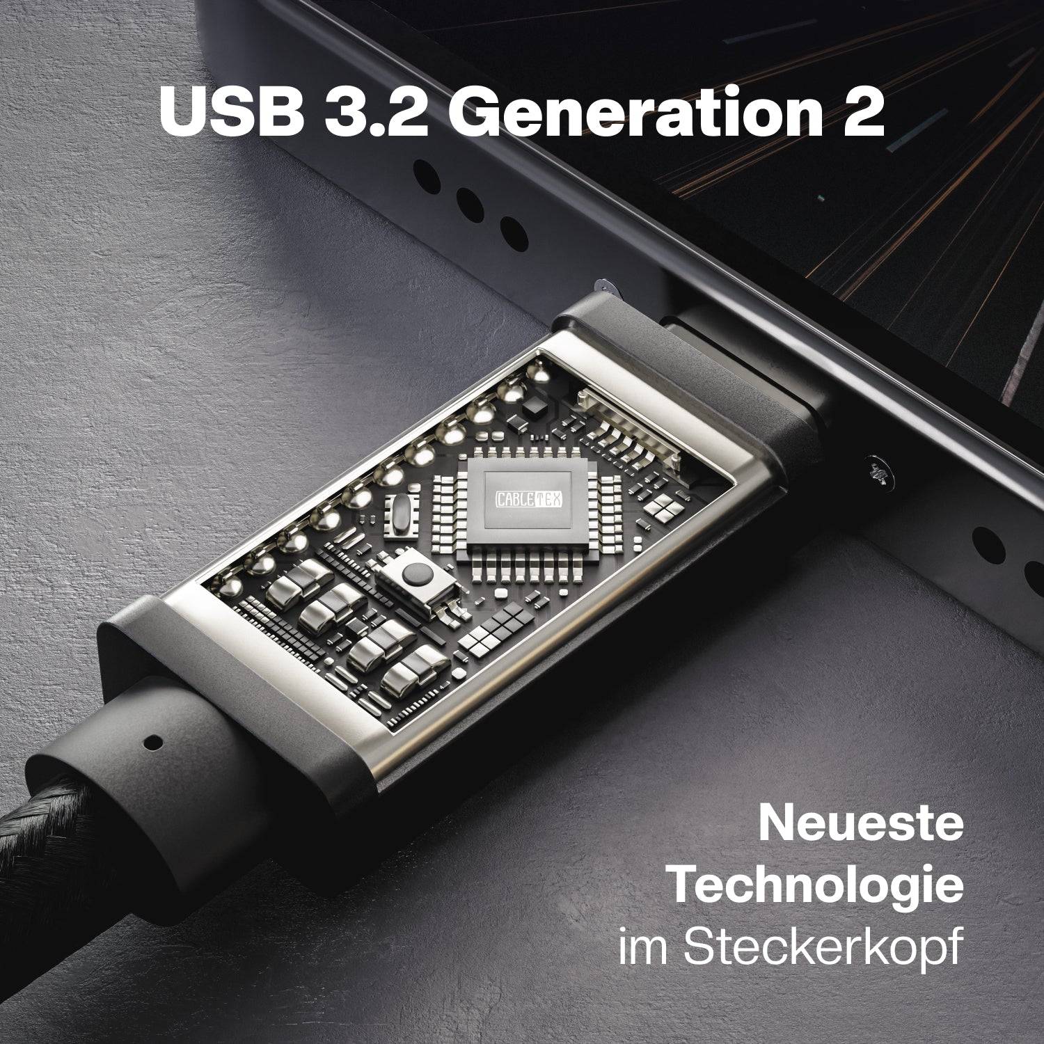 CABLETEX USB C Monitorkabel, für Thunderbolt 3 Displays USB 3.2 Gen2 4K@60Hz 10GBit/s, 100W, Videoübertragung-3