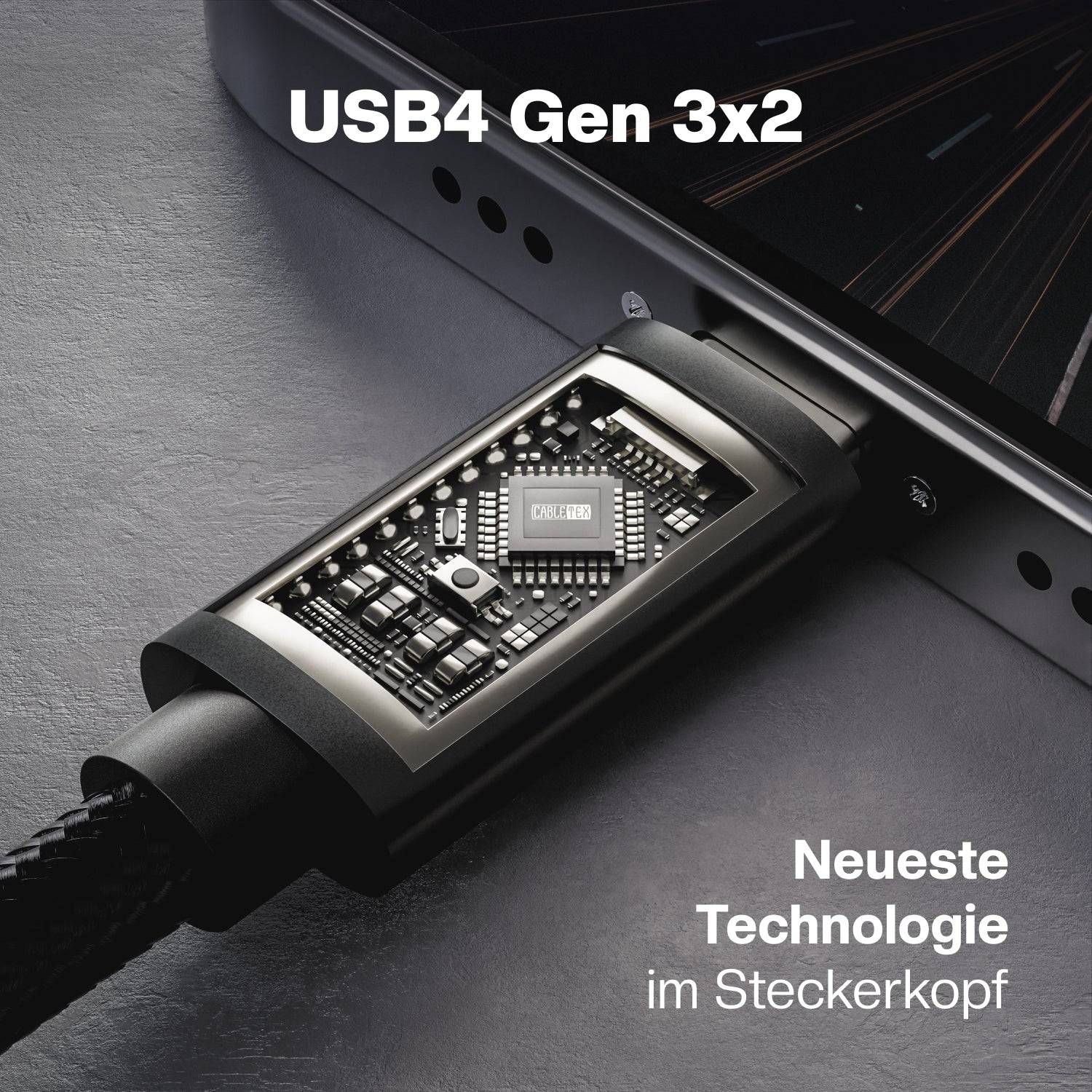CABLETEX USB4 Gen3x2 USB C Kabel für Thunderbolt 3, Monitorkabel mit 100W Power Delivery und 40 Gbit/s Datenübertragung-4
