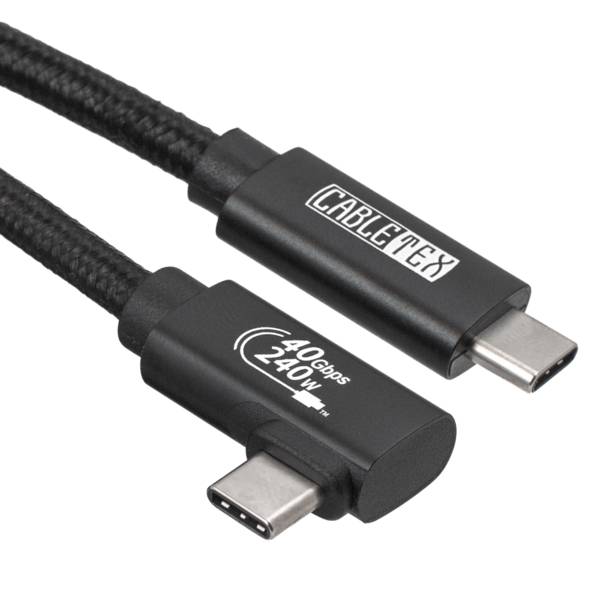 CABLETEX USB4 Gen3x2 USB C Kabel gewinkelt für Thunderbolt 3, Monitorkabel mit 240W Power Delivery und 40 Gbit/s