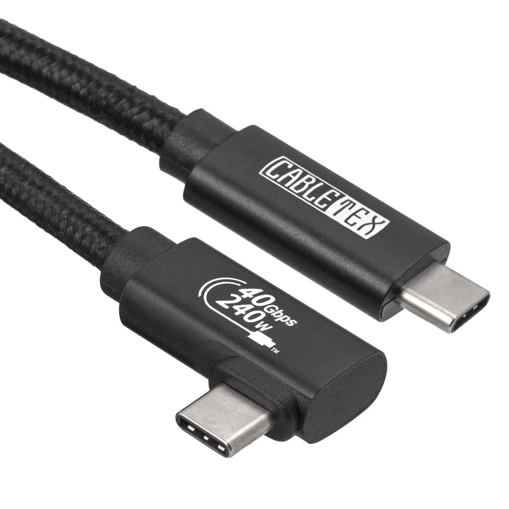 CABLETEX USB4 Gen3x2 USB C Kabel gewinkelt für Thunderbolt 3, Monitorkabel mit 240W Power Delivery und 40 Gbit/s-0