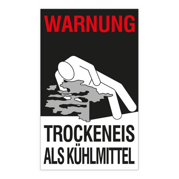 Erstickungswarnkennzeichen - TROCKENEIS ALS KÜHLMITTEL, Aufkleber, Folie, 150 x 250 mm