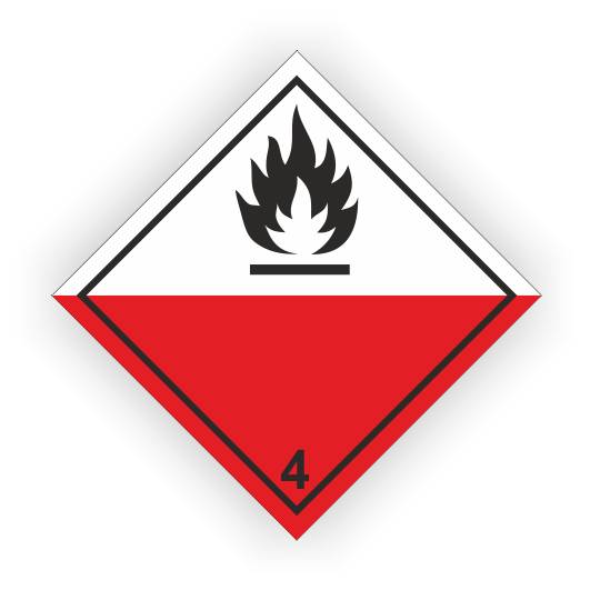 Gefahrzettel K. 4.2, selbstentzündliche Stoffe, Aufkleber, Folie, 250 x 250 mm, ohne Kontrastlinie-0