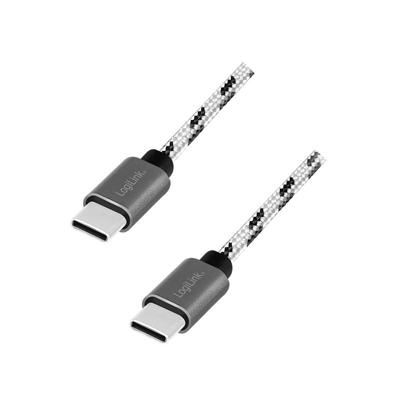 LogiLink USB 2.0 Type-C Kabel-Set, C/M zu USB-C/M, Alu, Nylon, weiß/schwarz-0