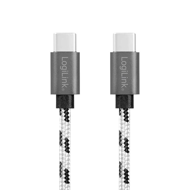 LogiLink USB 2.0 Type-C Kabel-Set, C/M zu USB-C/M, Alu, Nylon, weiß/schwarz-1