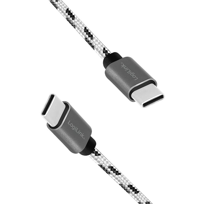 LogiLink USB 2.0 Type-C Kabel-Set, C/M zu USB-C/M, Alu, Nylon, weiß/schwarz-2