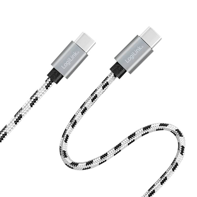 LogiLink USB 2.0 Type-C Kabel-Set, C/M zu USB-C/M, Alu, Nylon, weiß/schwarz-3