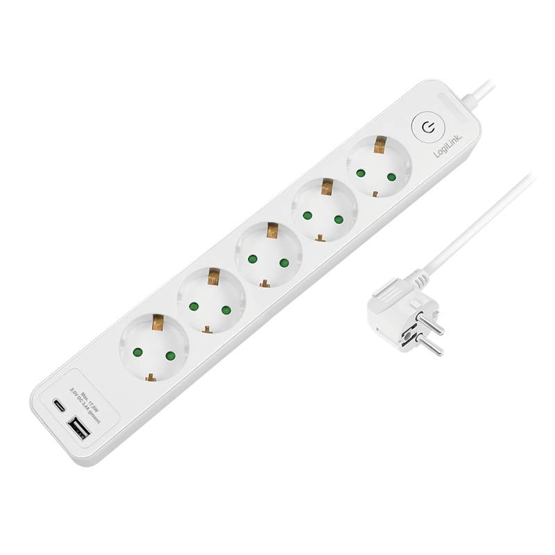Steckdosenleiste 5x 5xCEE 7/3.1xUSB-A 1xUSB-C weiß