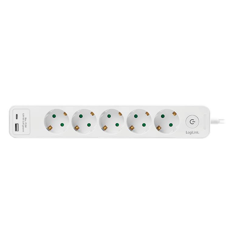 Steckdosenleiste 5x 5xCEE 7/3.1xUSB-A 1xUSB-C weiß-1